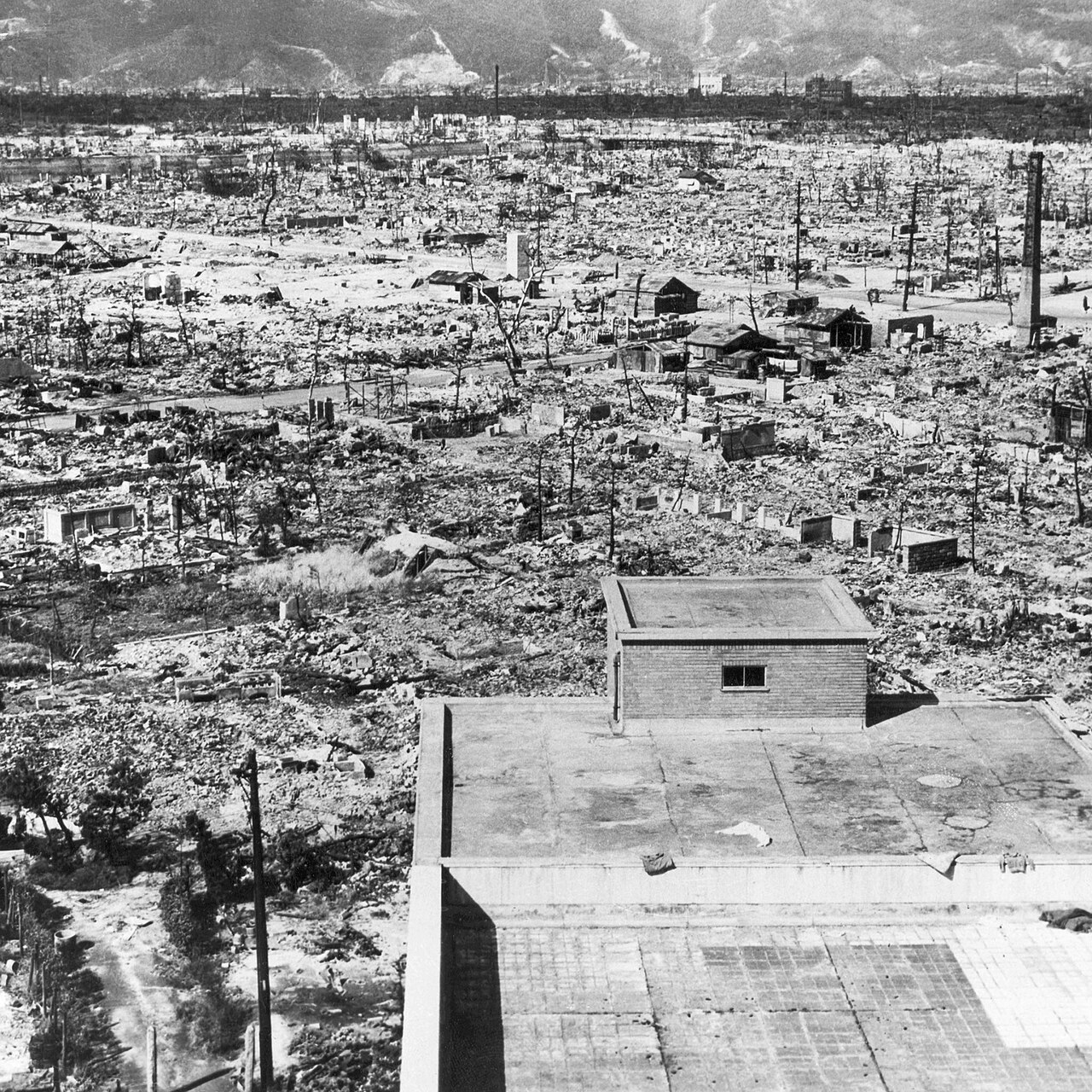 Hiroshima flattened by the blast