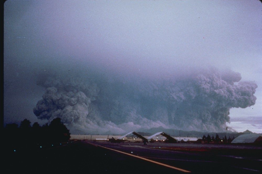 The eruption column of Mount Pinatubo in June 1991